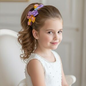 Colorful Floral Kids Hair Bow Set